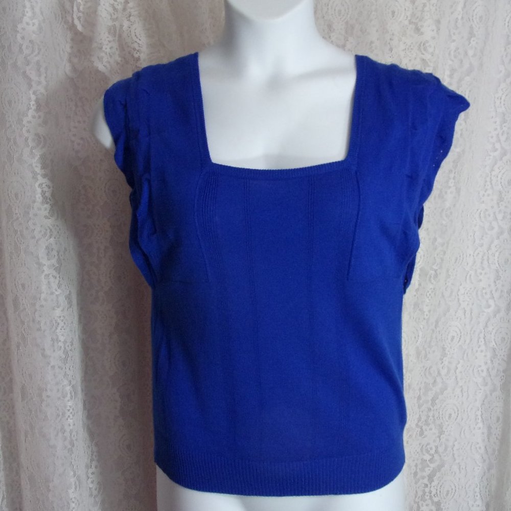 Attention Sapphire Blue Knit Top Size L NWOT